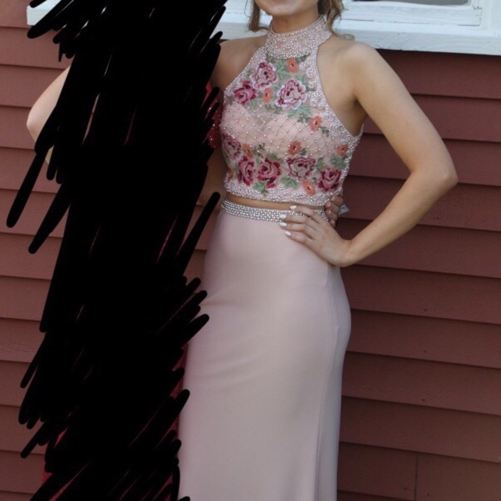 Sherri Hill 2-Piece Pink Embroidered Dress 51059